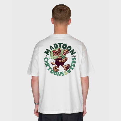 Pug Cartoon&Weed Oversized Off-White