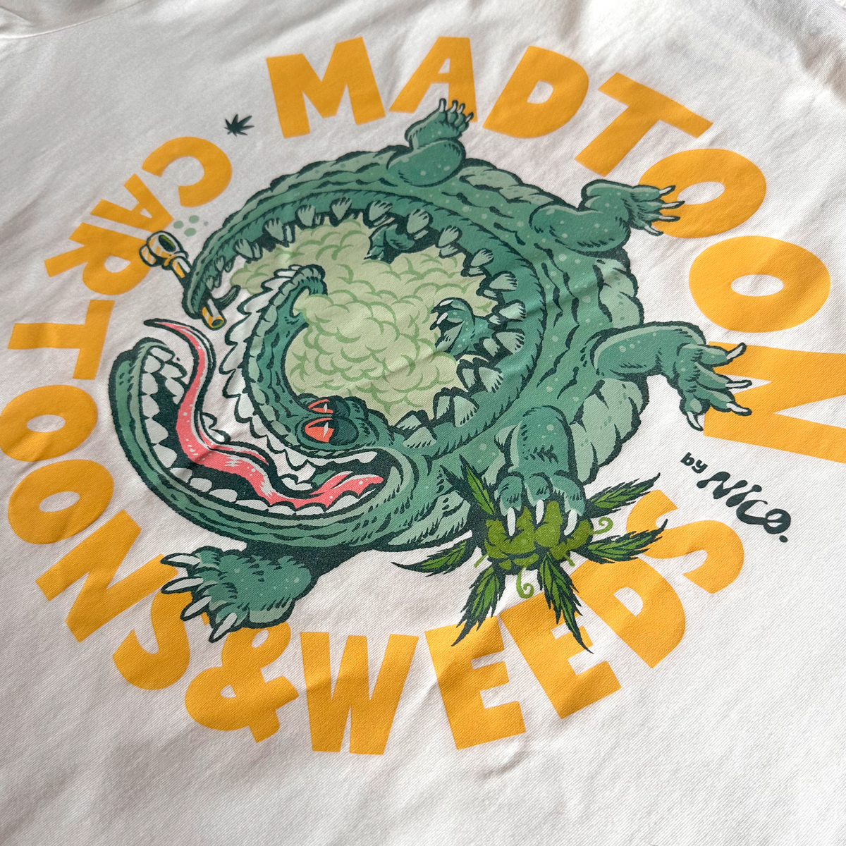 Alligator Cartoons&Weeds Oversized Off-White