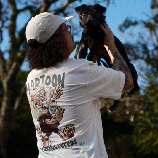 Pug Cartoons&Weeds Oversized Off-White